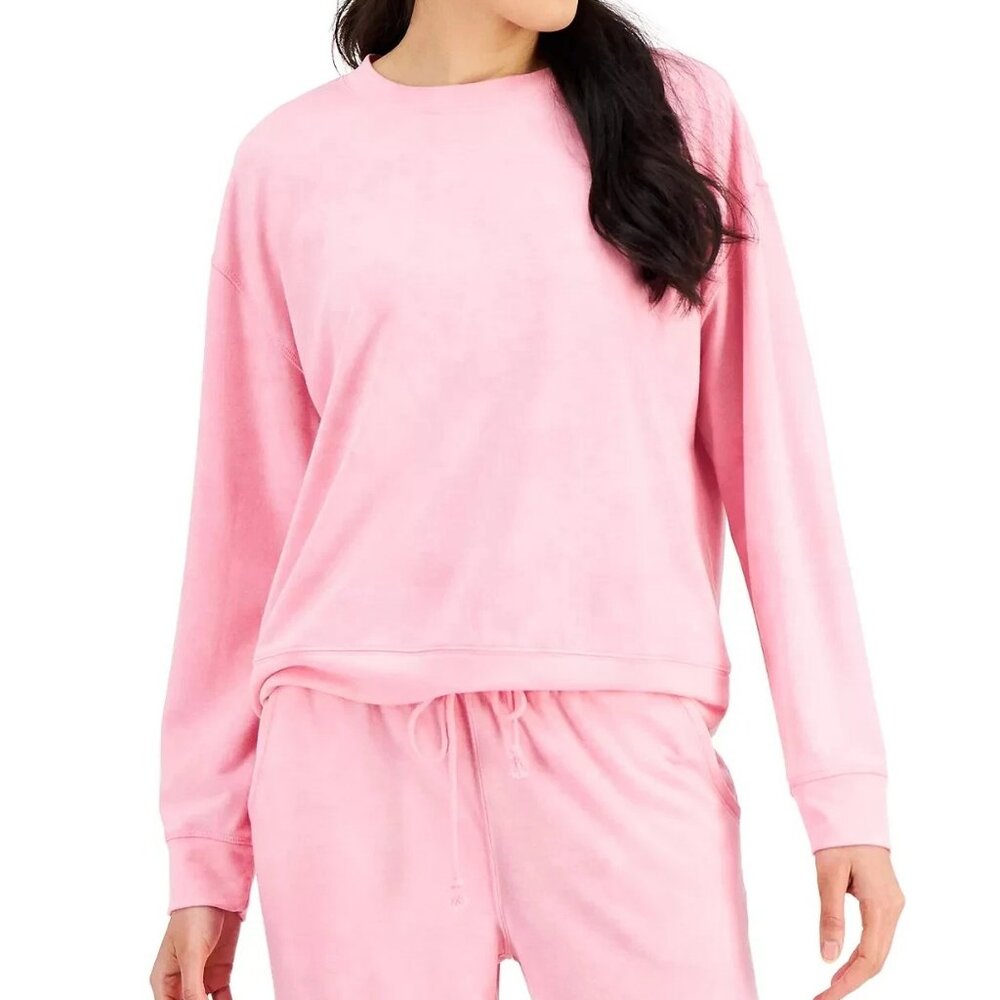 Jenni Women's Soft Long Sleeve Lounge Pajama Top, Pink Subtle Tie Dye, XS